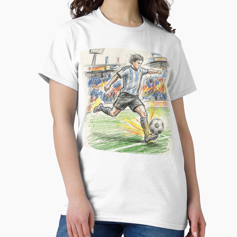 Dynamic Soccer Power Kick - Blue & White Jersey Style by TaiwanMemory