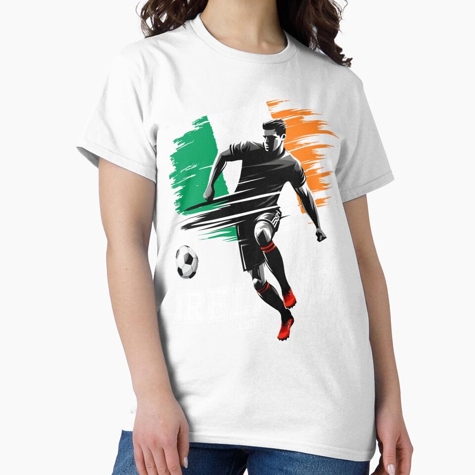 Football Soccer Ireland Irish Flag Player Grunge Silhouette by Infinitee8hirts