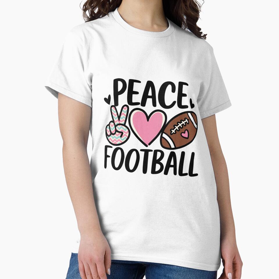 Peace Love Football Mom Cute for Women Teen Girls by Rrettgison