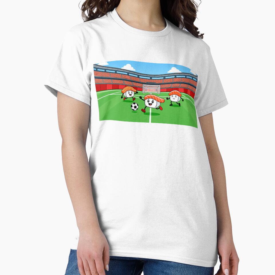 Three cute sushi footballers in the stadium by rolfzogg