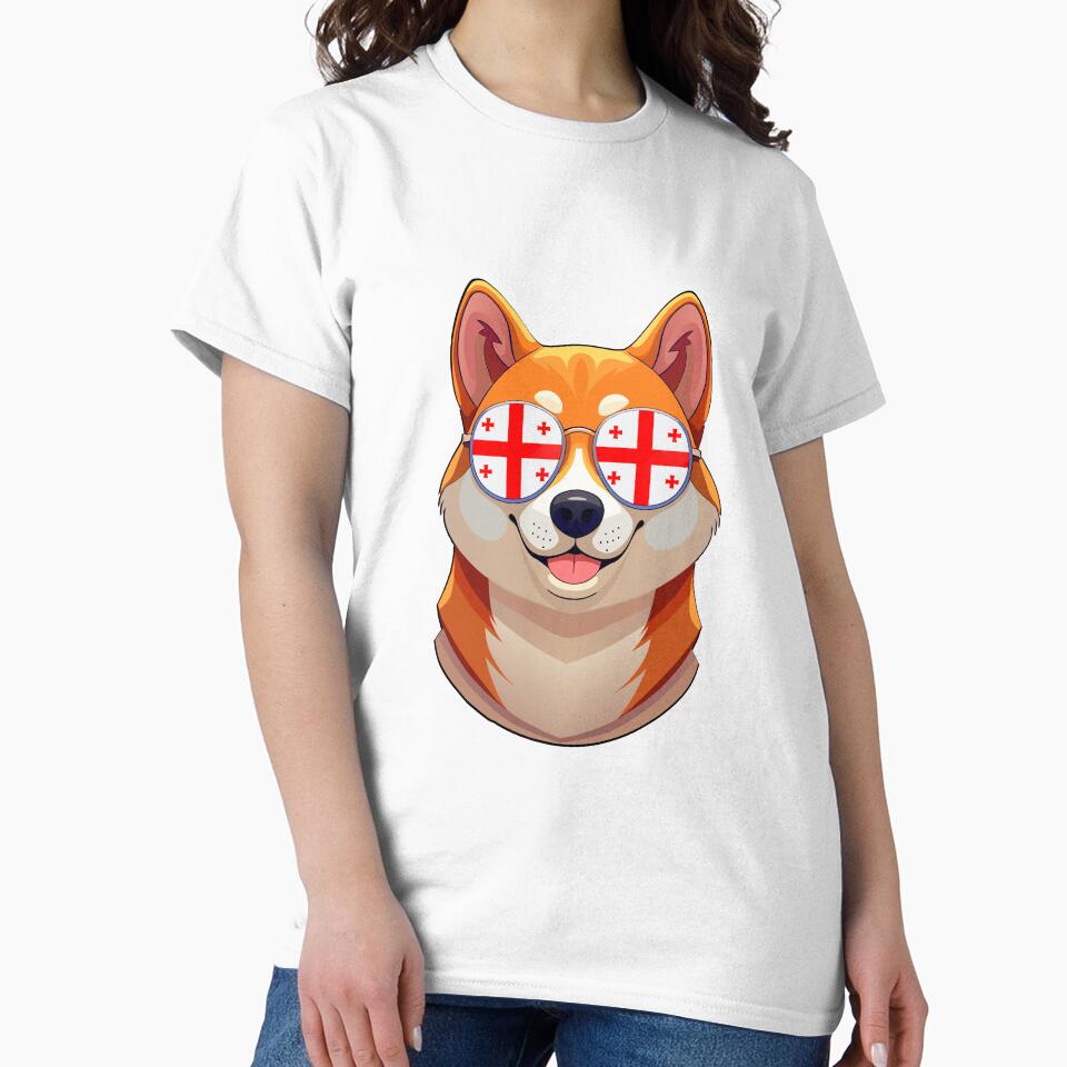 Vintage Patriotic Shiba Inu Georgian Flag by DreamBrushy