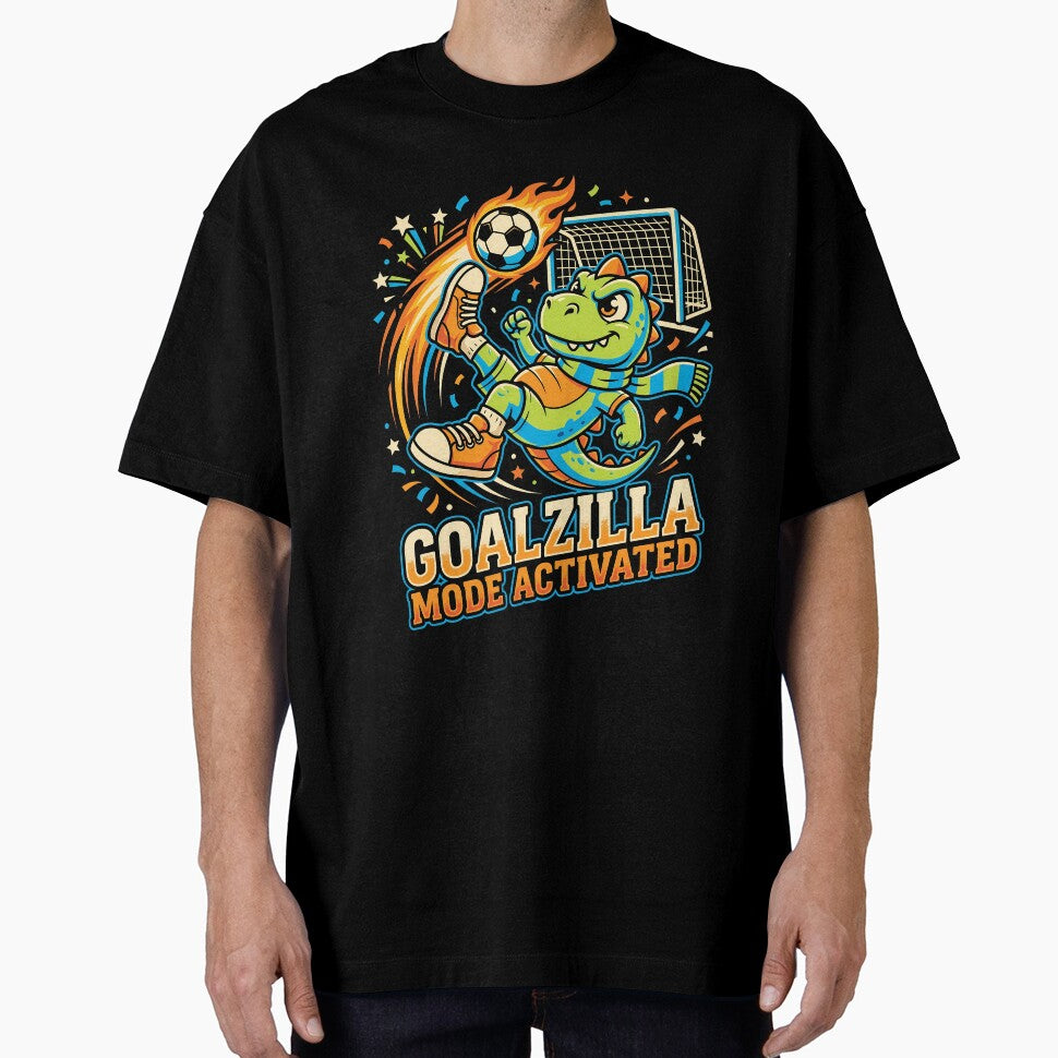 Goalzilla Mode Activated – Funny Soccer Dinosaur Mascot Retro Sports Design by DesignDoodleArt