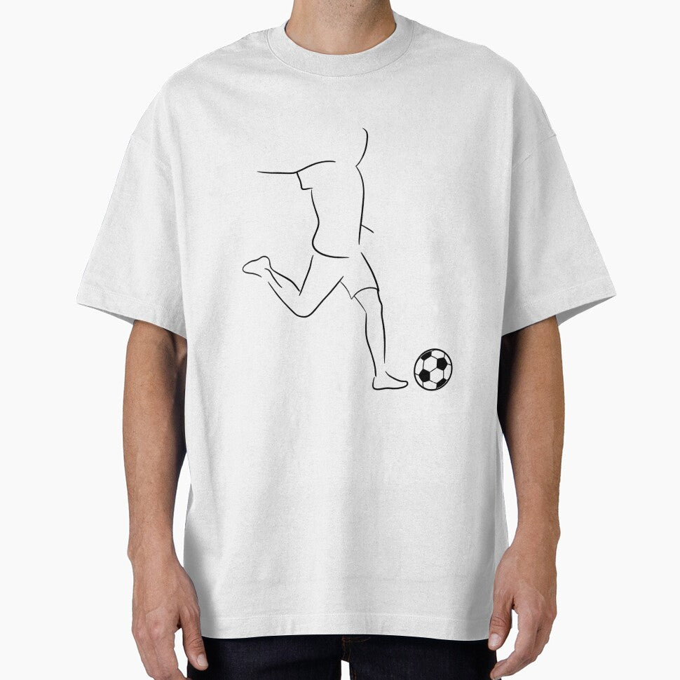 Minimalist Soccer Player Line Art Drawing by Gallery-yuuna