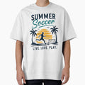 Summer Soccer Live Love Play Beach Football Sunset Retro T-Shirt by novaduman