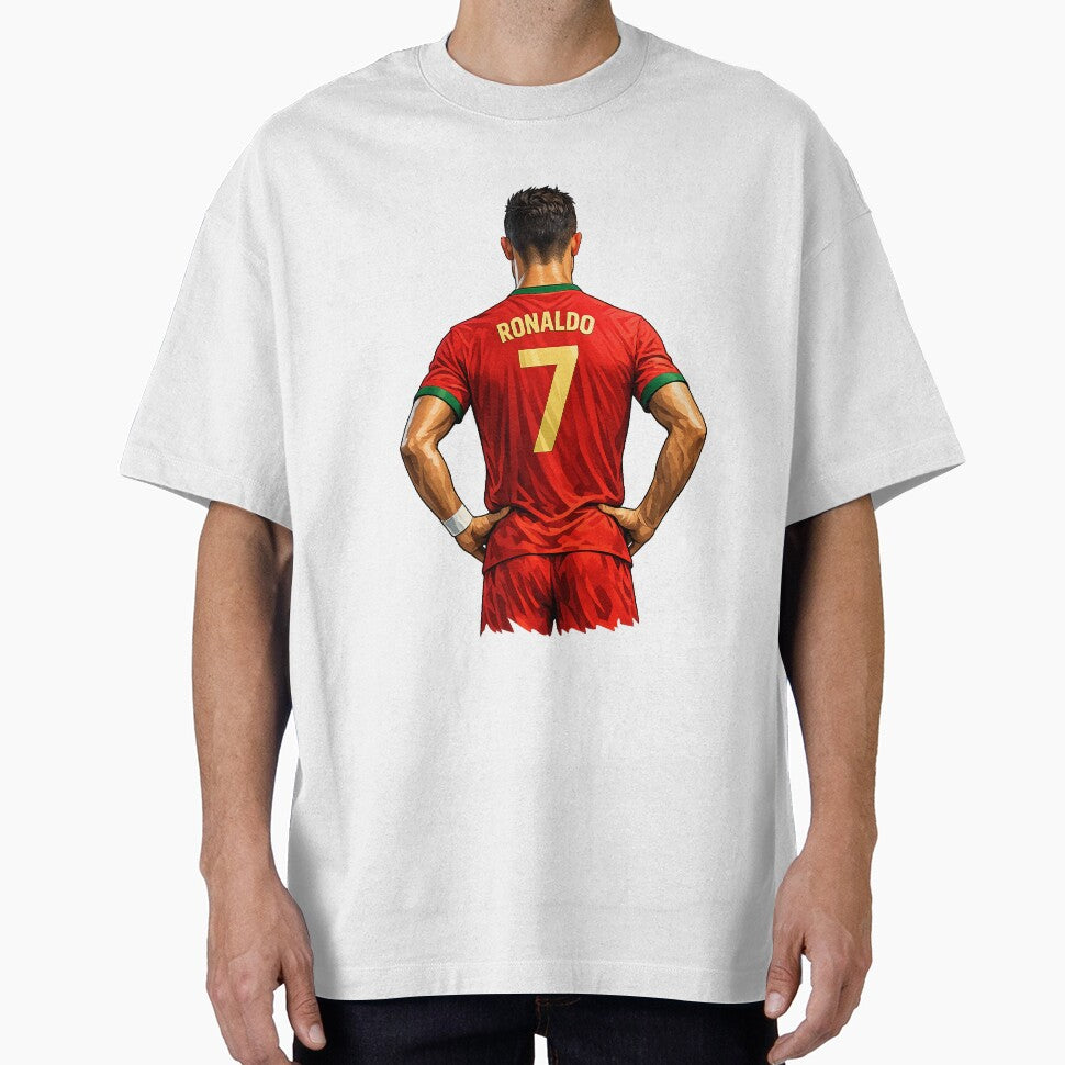 Ronaldo Number 7 Jersey Back View Cartoon Style Football Design by Fine Art California