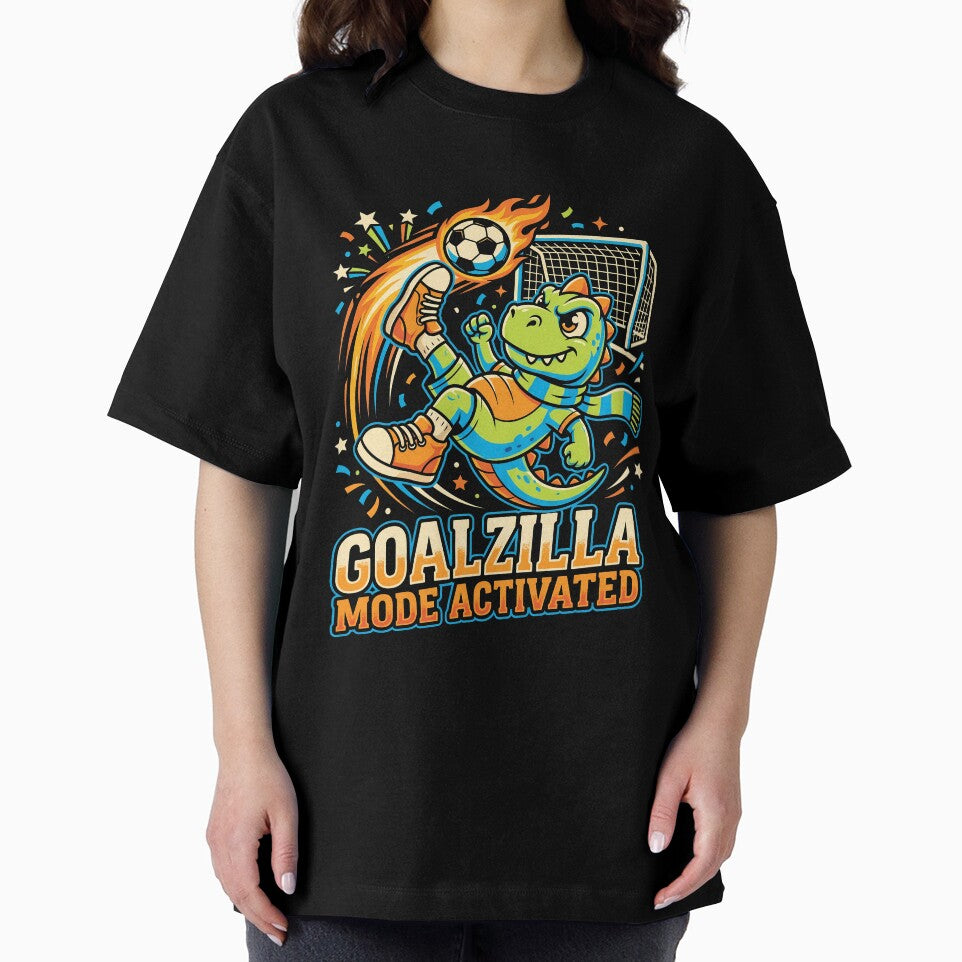 Goalzilla Mode Activated – Funny Soccer Dinosaur Mascot Retro Sports Design by DesignDoodleArt