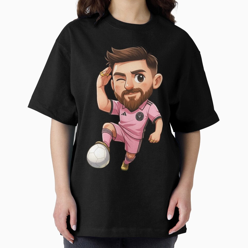 Chibi Soccer Player Cartoon Art with Pink Kit, Golden Cleats, and Winking Pose by Skully-Studio