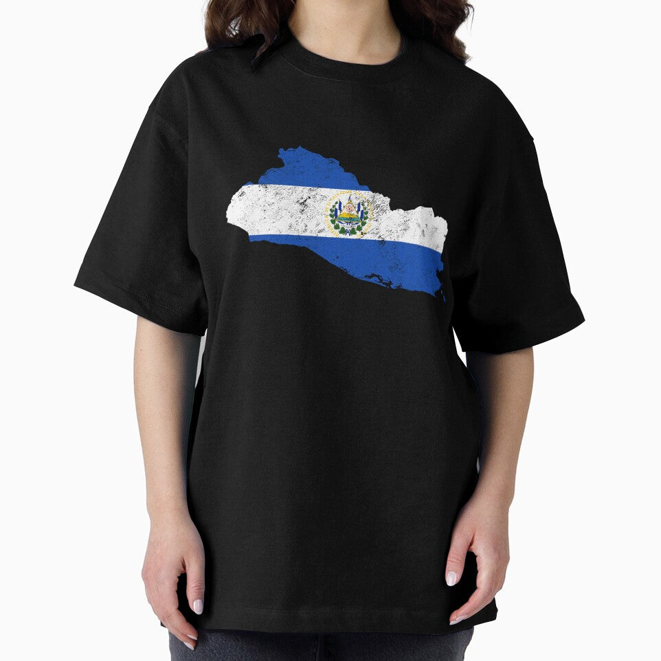 El Salvador Flag Map tshirt distressed vintage by farhanhafeez