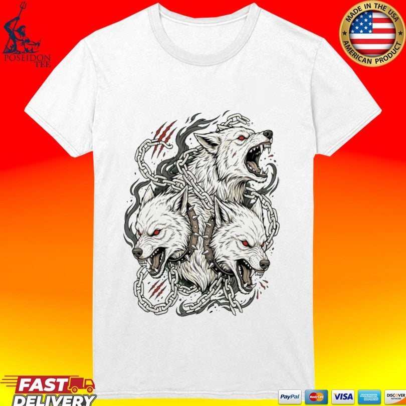 Three Headed Wolf Cerberus Mythology T-shirt