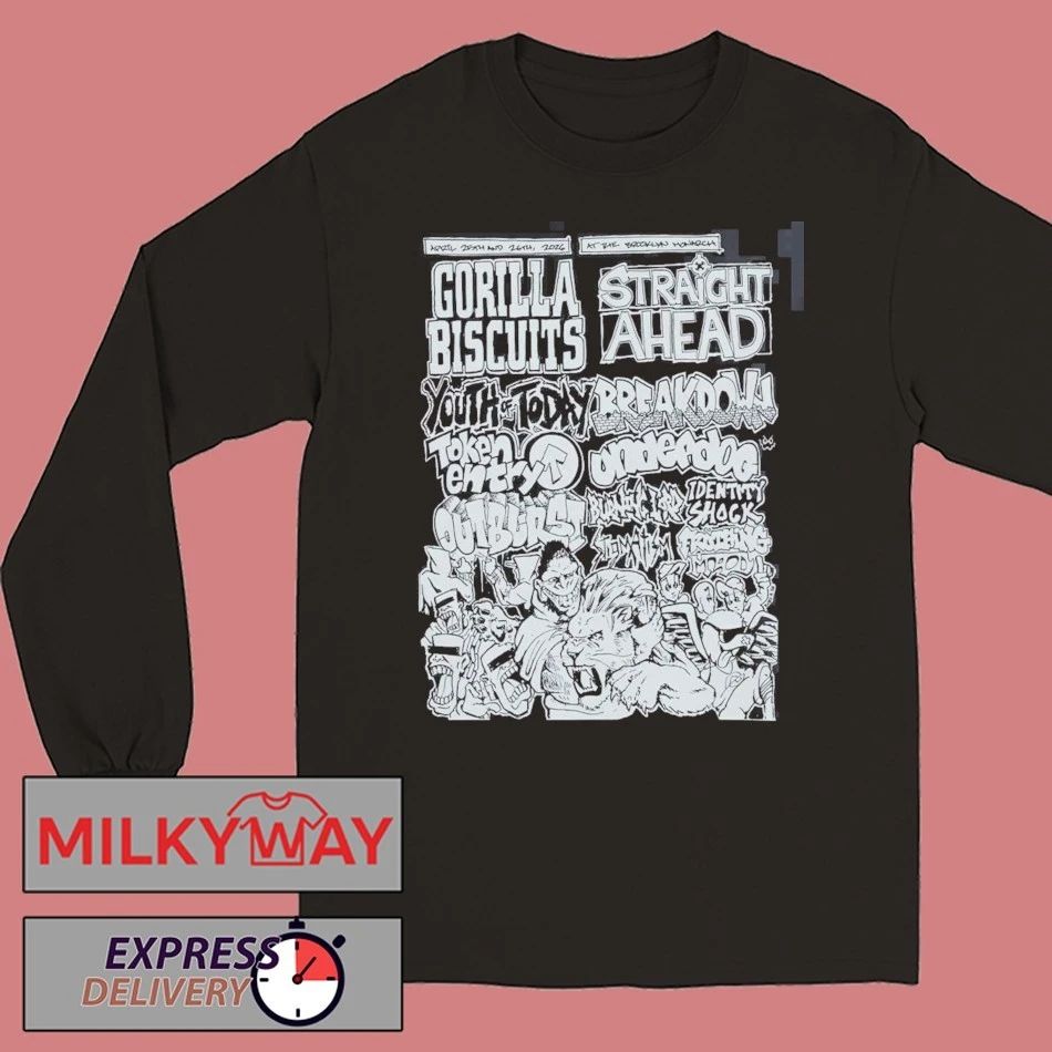 Gorilla Biscuits X Straight Ahead NYHC Brooklyn Monarch 2026 Event Shows Gig Poster Lineup On April 25 26 2026 T-Shirt