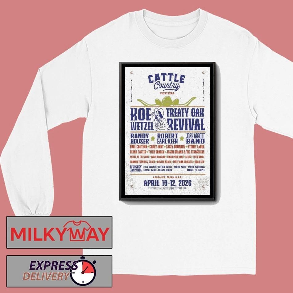 Cattle Country Music Festival April 10-12 2026 Gonzales, TX Poster shirt