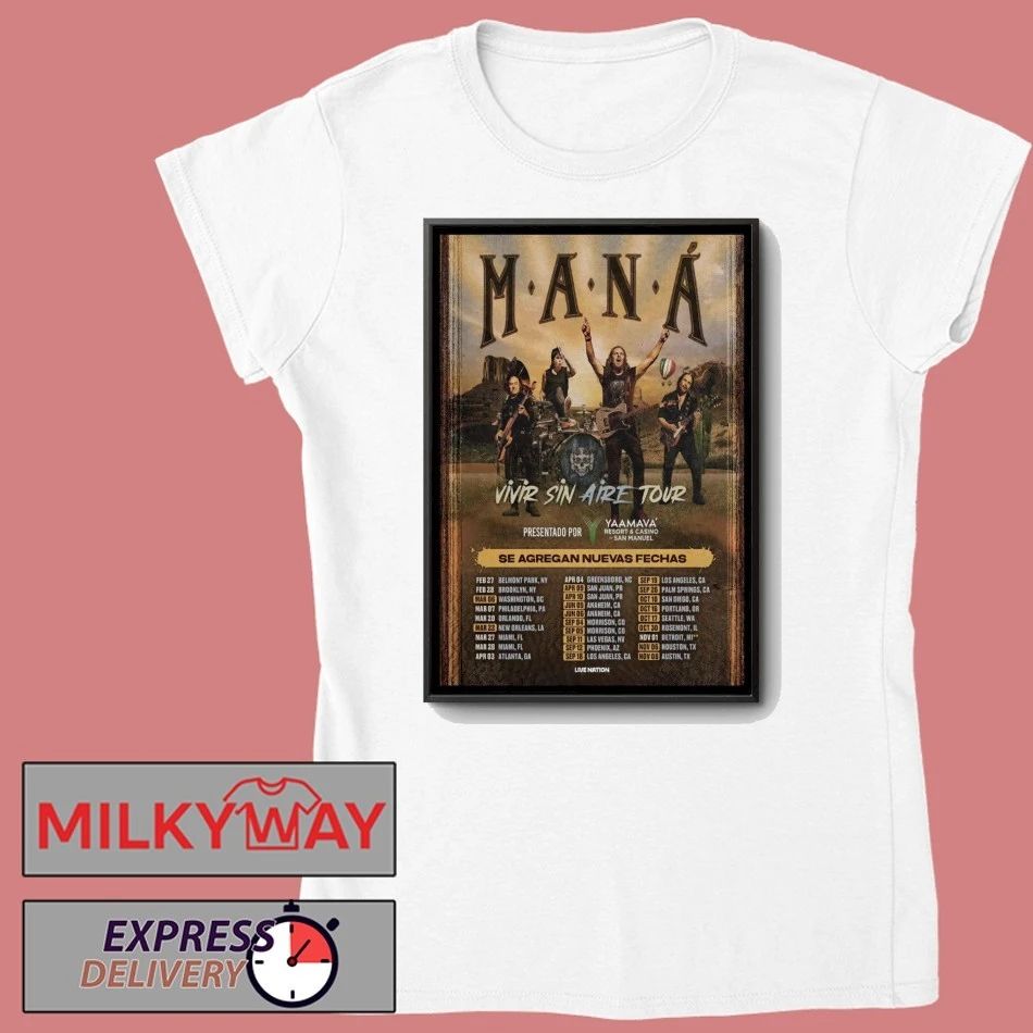 Poster Maná Vivir Sin Aire 2026 Tour shirt