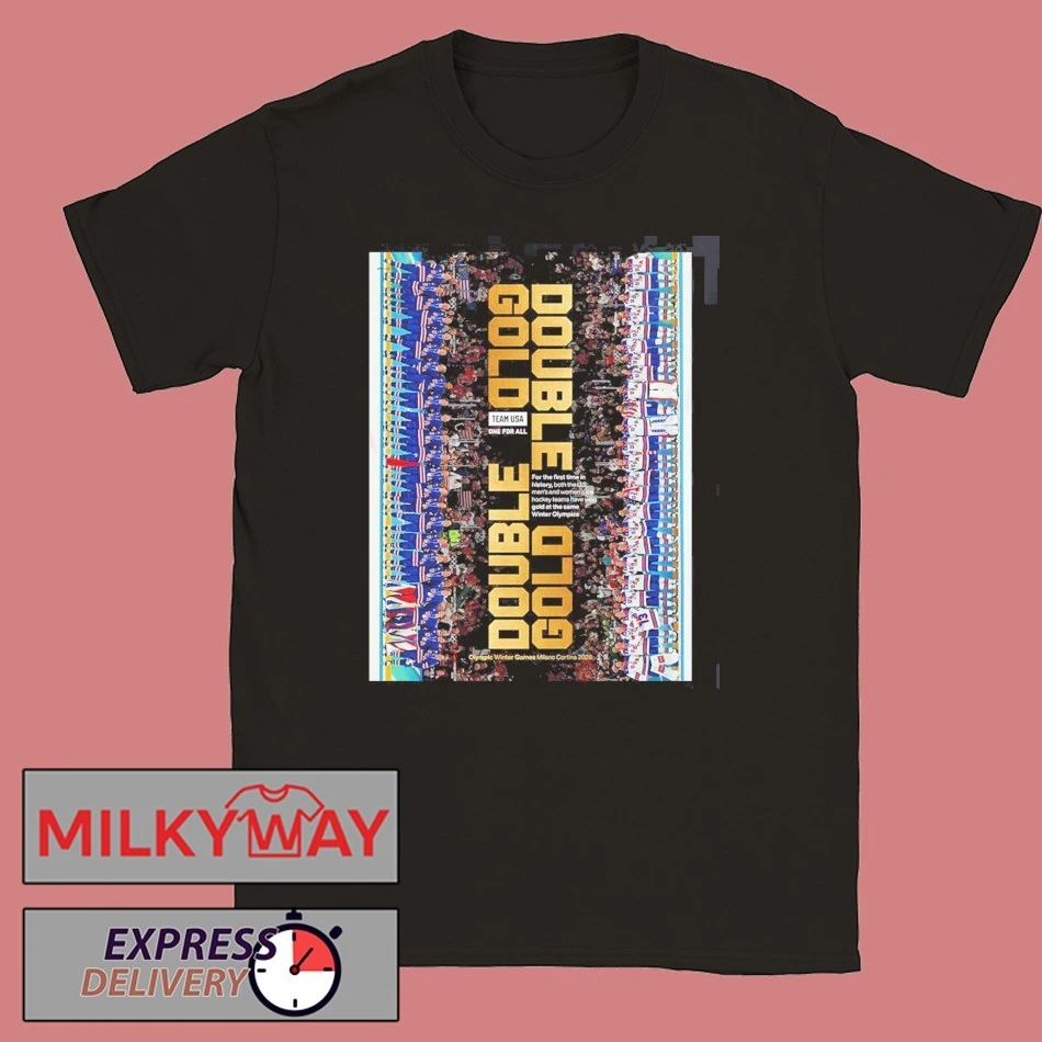 USA Men’s And Women’s Olympic Hockey Team Double Gold Olympic Winter Milano Cortina 2026 Golden Medal For The First Time In History T-Shirt