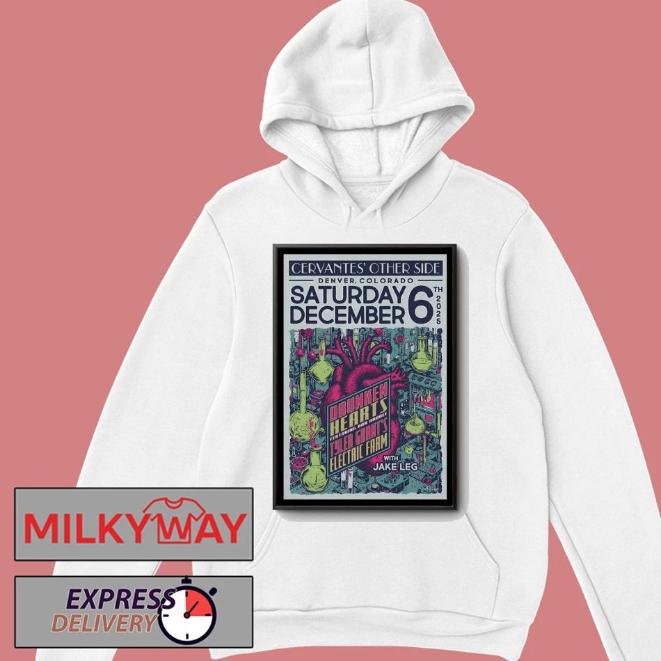 Drunken Hearts Dec 6 2025 Cervantes’ Other Side Show Poster shirt