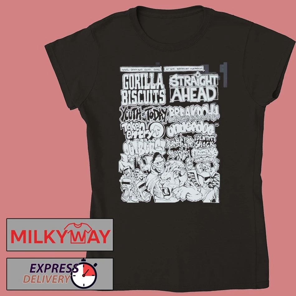 Gorilla Biscuits X Straight Ahead NYHC Brooklyn Monarch 2026 Event Shows Gig Poster Lineup On April 25 26 2026 T-Shirt